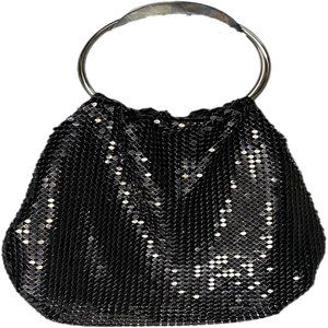 Anabella Black Metal Mesh Evening Bag Round Metal Handle Prom Dance Formal
